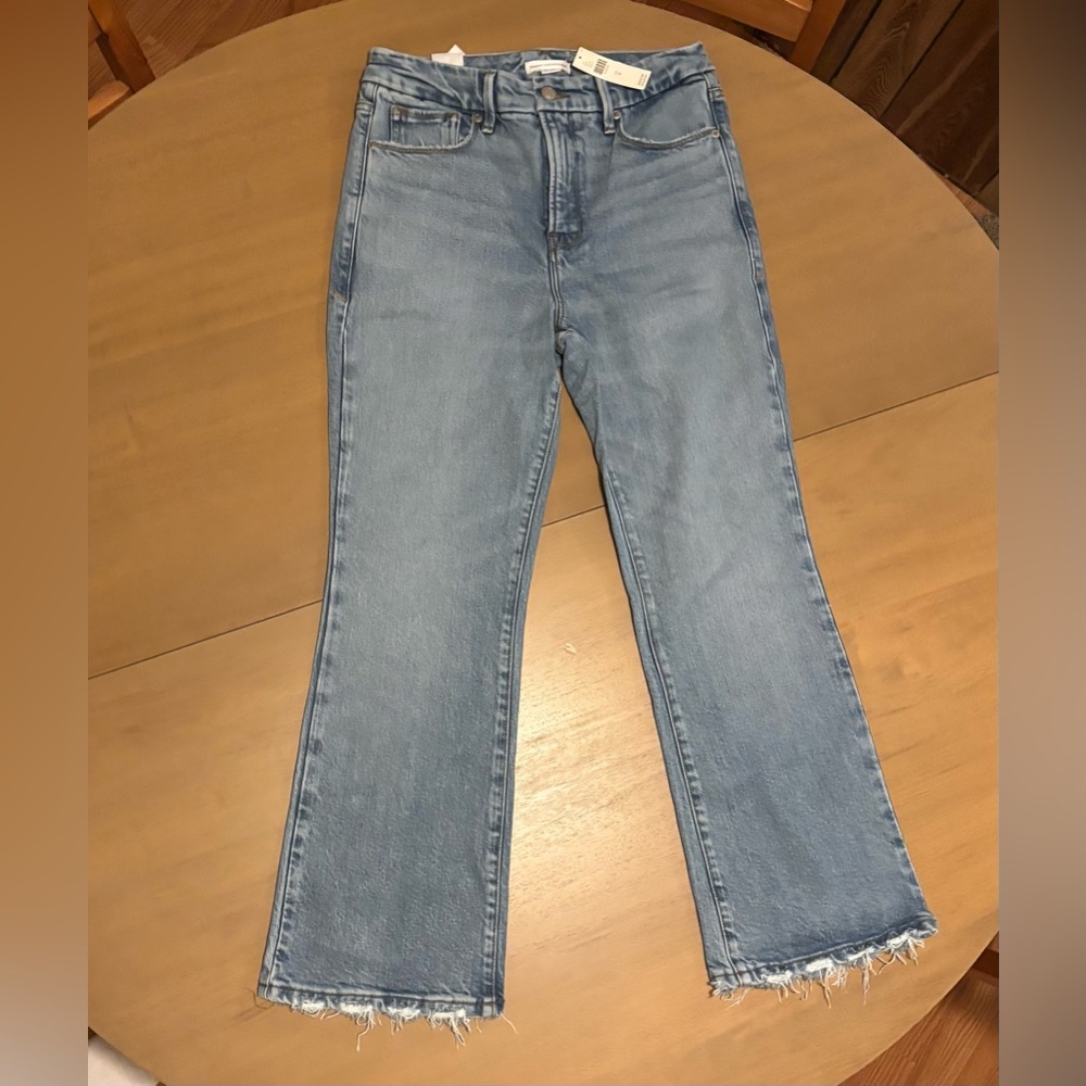 Good American Light Blue Good Legs Crop Mini Boot